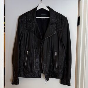 All Saints Dark Leather Moto Jacket